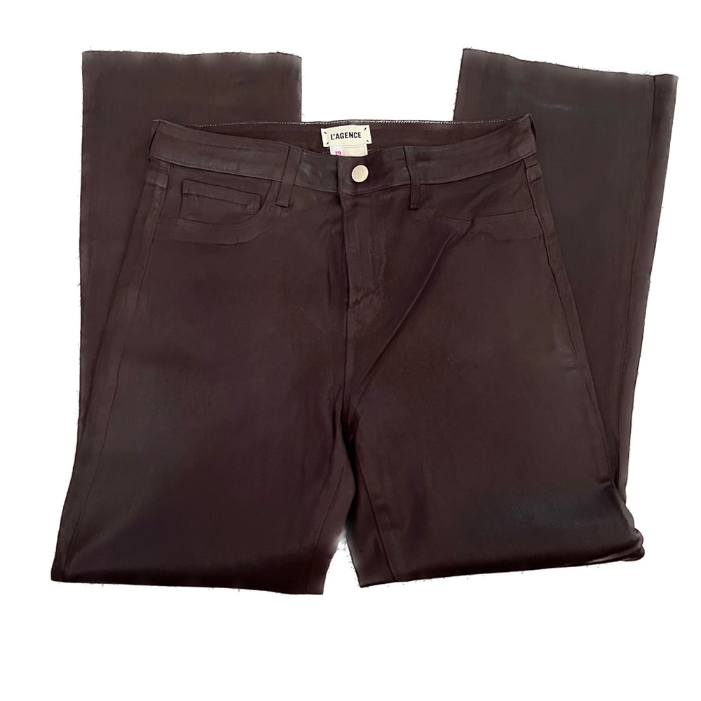 L’AGENCE Brown Coated Raw Hem Jeans Size 29